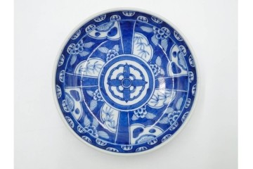 江戸期　古伊万里　染付　直径約16cm(5.2寸)　端正な絵付けが魅力の中皿5枚セット　(R-088592)