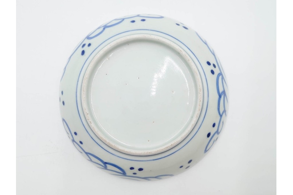 江戸期　古伊万里　染付　直径約16cm(5.2寸)　端正な絵付けが魅力の中皿5枚セット　(R-088592)