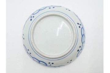 江戸期　古伊万里　染付　直径約16cm(5.2寸)　端正な絵付けが魅力の中皿5枚セット　(R-088592)