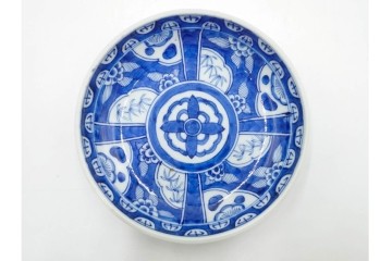江戸期　古伊万里　染付　直径約16cm(5.2寸)　端正な絵付けが魅力の中皿5枚セット　(R-088592)