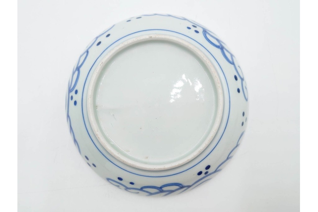 江戸期　古伊万里　染付　直径約16cm(5.2寸)　端正な絵付けが魅力の中皿5枚セット　(R-088592)
