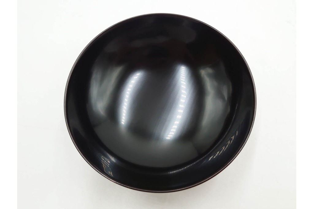 理平造　木製　漆器　艶やかな梅松葉絵椀5点セット　共箱付き　(R-088593)
