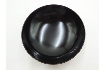 理平造　木製　漆器　艶やかな梅松葉絵椀5点セット　共箱付き　(R-088593)