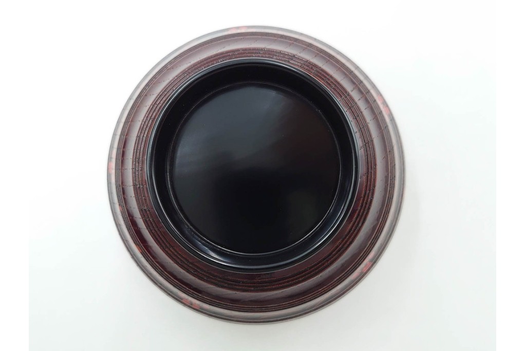 理平造　木製　漆器　艶やかな梅松葉絵椀5点セット　共箱付き　(R-088593)