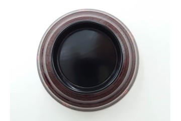 理平造　木製　漆器　艶やかな梅松葉絵椀5点セット　共箱付き　(R-088593)