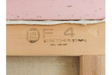 真作　黒木トモ子　油彩　F4号　「花もつ少女」　麦わら帽子の少女を描いた絵画　外箱付き　(R-088596)