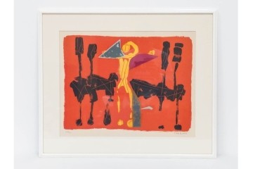真作　マリノ・マリーニ　サイン入り　47/50　「Cavallo e Cavaliere(馬と騎手)」　鮮やかな色彩が印象的なリトグラフ　外箱付き　(R-088597)