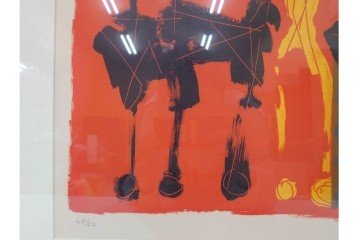 真作　マリノ・マリーニ　サイン入り　47/50　「Cavallo e Cavaliere(馬と騎手)」　鮮やかな色彩が印象的なリトグラフ　外箱付き　(R-088597)
