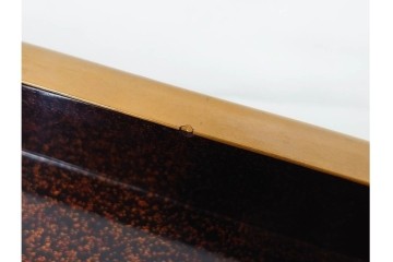 明治から大正期　時代物　木製　漆器　梨地に梅の金銀蒔絵が映える盆　(R-088599)