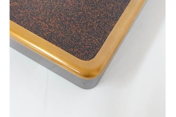 明治から大正期　時代物　木製　漆器　梨地に梅の金銀蒔絵が映える盆　(R-088599)