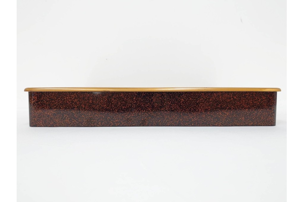 明治から大正期　時代物　木製　漆器　梨地に梅の金銀蒔絵が映える盆　(R-088599)