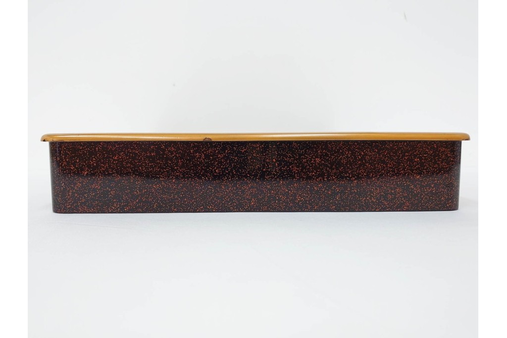 明治から大正期　時代物　木製　漆器　梨地に梅の金銀蒔絵が映える盆　(R-088599)