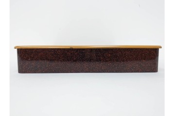 明治から大正期　時代物　木製　漆器　梨地に梅の金銀蒔絵が映える盆　(R-088599)