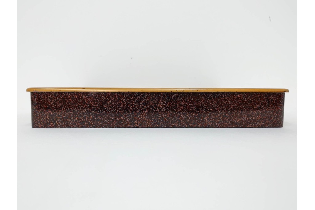 明治から大正期　時代物　木製　漆器　梨地に梅の金銀蒔絵が映える盆　(R-088599)