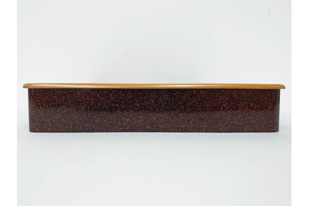 明治から大正期　時代物　木製　漆器　梨地に梅の金銀蒔絵が映える盆　(R-088599)