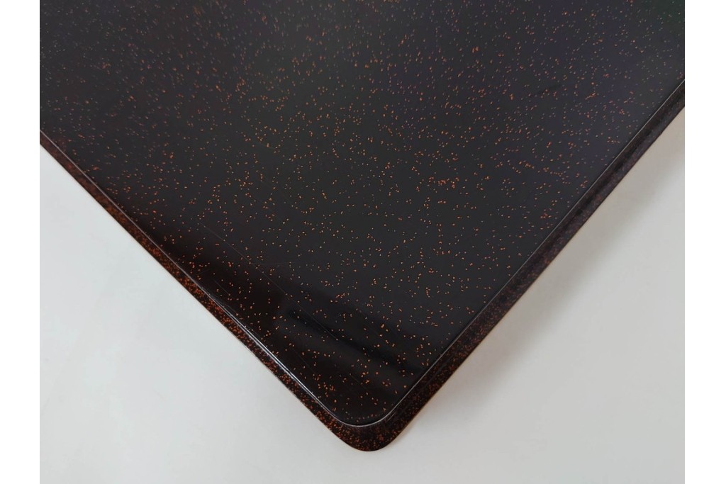 明治から大正期　時代物　木製　漆器　梨地に梅の金銀蒔絵が映える盆　(R-088599)