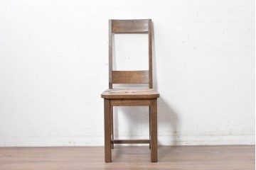 和製ヴィンテージ　オーク材　しっかりとした作りのレトロなダイニングチェア　(R-088600)