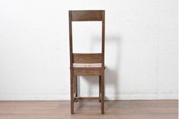 和製ヴィンテージ　オーク材　しっかりとした作りのレトロなダイニングチェア　(R-088600)