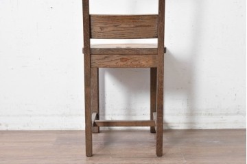 和製ヴィンテージ　オーク材　しっかりとした作りのレトロなダイニングチェア　(R-088600)