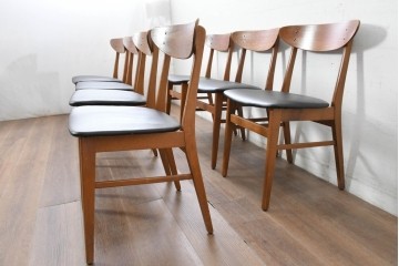 デンマークヴィンテージ　Farstrup(ファーストラップ)　チーク材とビーチ材を用いたダイニングチェア7脚セット　(R-088609)