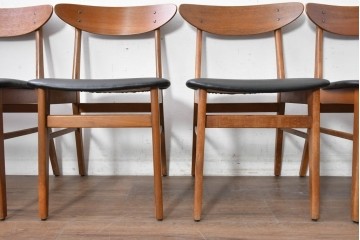 デンマークヴィンテージ　Farstrup(ファーストラップ)　チーク材とビーチ材を用いたダイニングチェア7脚セット　(R-088609)