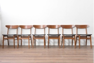 デンマークヴィンテージ　Farstrup(ファーストラップ)　チーク材とビーチ材を用いたダイニングチェア6脚セット　(R-088610)