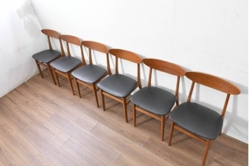 デンマークヴィンテージ　Farstrup(ファーストラップ)　チーク材とビーチ材を用いたダイニングチェア6脚セット　(R-088610)