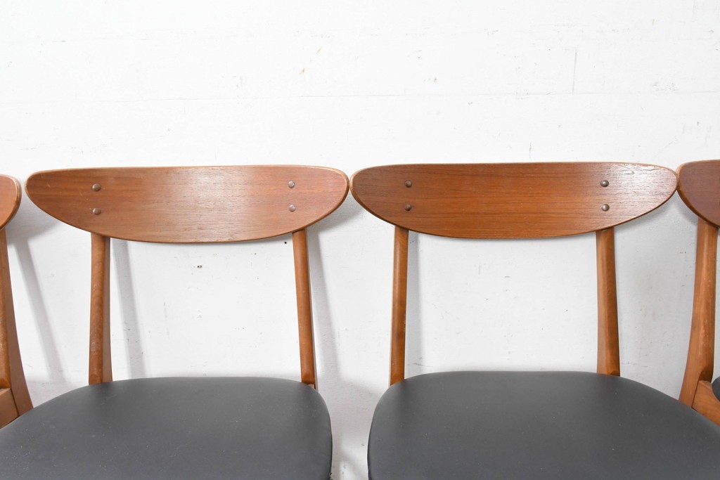 デンマークヴィンテージ　Farstrup(ファーストラップ)　チーク材とビーチ材を用いたダイニングチェア6脚セット　(R-088610)
