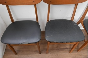 デンマークヴィンテージ　Farstrup(ファーストラップ)　チーク材とビーチ材を用いたダイニングチェア6脚セット　(R-088610)