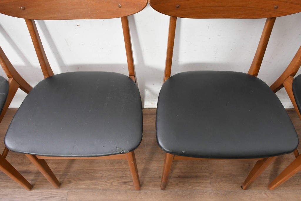 デンマークヴィンテージ　Farstrup(ファーストラップ)　チーク材とビーチ材を用いたダイニングチェア6脚セット　(R-088610)