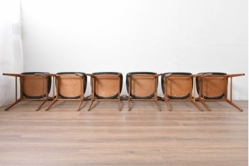 デンマークヴィンテージ　Farstrup(ファーストラップ)　チーク材とビーチ材を用いたダイニングチェア6脚セット　(R-088610)
