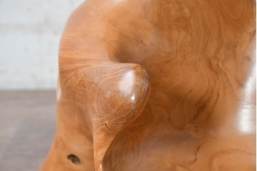 和製ヴィンテージ　総欅材　自然木の造形が味わい深いサイドテーブル　(R-088613)