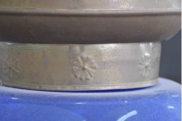 《引っ掛けシーリング式ペンダントライト加工費込み》　インドネシアヴィンテージ　鮮やかなブルーガラスのペンダントライト　(R-088616)
