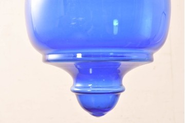 《引っ掛けシーリング式ペンダントライト加工費込み》　インドネシアヴィンテージ　鮮やかなコバルトブルーガラスが目を引くペンダントライト　(R-088621)