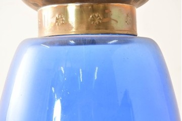 《引っ掛けシーリング式ペンダントライト加工費込み》　インドネシアヴィンテージ　鮮やかなコバルトブルーガラスが目を引くペンダントライト　(R-088624)