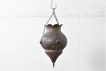 《引っ掛けシーリング式ペンダントライト加工費込み》　ヴィンテージ照明　モロッコ　真鍮製の吊り下げ照明　(R-088626)