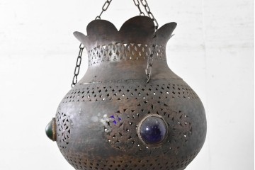 《引っ掛けシーリング式ペンダントライト加工費込み》　ヴィンテージ照明　モロッコ　真鍮製の吊り下げ照明　(R-088626)