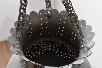 《引っ掛けシーリング式ペンダントライト加工費込み》　モロッコヴィンテージ　異国情緒あふれる透かし細工のペンダントライト　(R-088632)