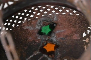《引っ掛けシーリング式ペンダントライト加工費込み》　モロッコヴィンテージ　銅製　透かし模様が施された大型吊り下げ照明　(R-088636)