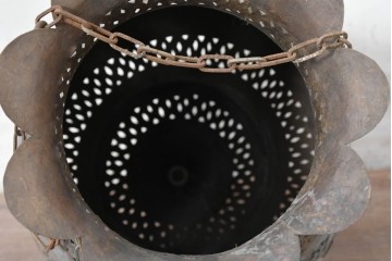 《引っ掛けシーリング式ペンダントライト加工費込み》　モロッコヴィンテージ　銅製　色ガラス装飾がアクセントの大型吊り下げ照明　(R-088637)