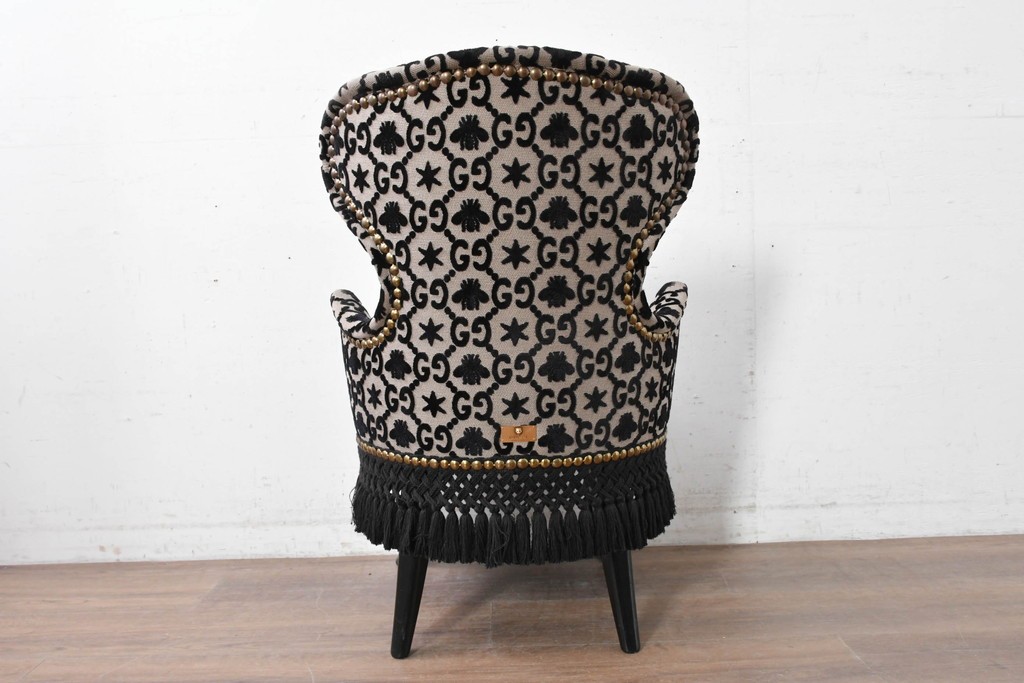中古　超美品　イタリア製　GUCCI(グッチ)　Alessandro Michele(アレッサンドロ・ミケーレ)デザイン　グッチデコール　フリンジ付きアームチェア　当時定価約100万円　(R-088639)