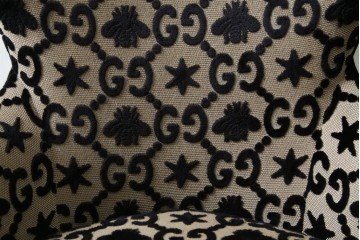 中古　超美品　イタリア製　GUCCI(グッチ)　Alessandro Michele(アレッサンドロ・ミケーレ)デザイン　グッチデコール　フリンジ付きアームチェア　当時定価約100万円　(R-088639)