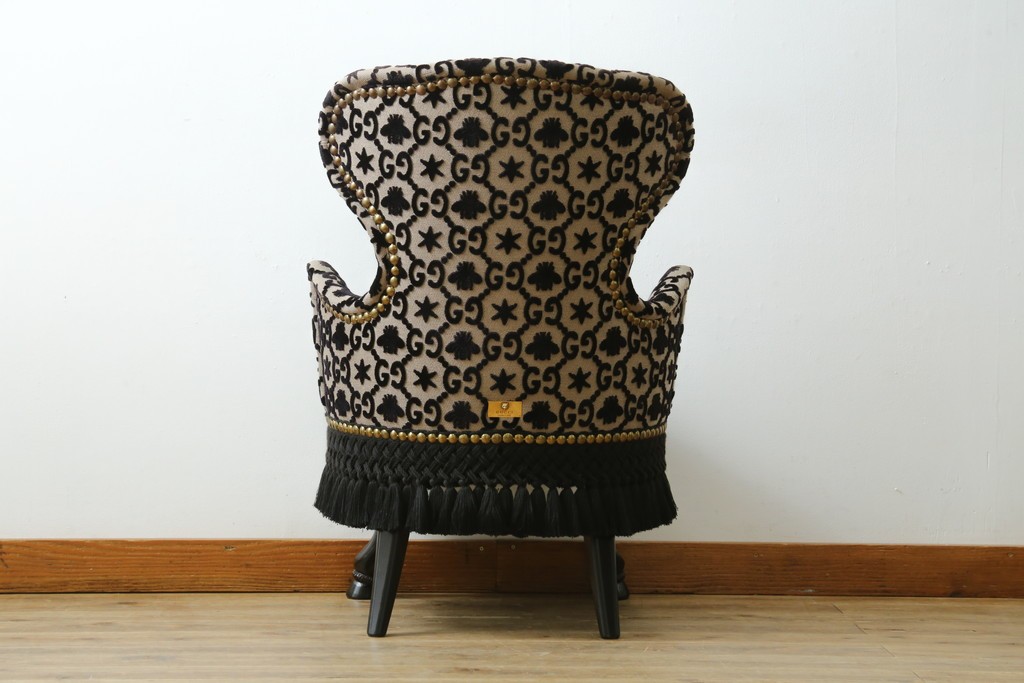 中古　超美品　イタリア製　GUCCI(グッチ)　Alessandro Michele(アレッサンドロ・ミケーレ)デザイン　グッチデコール　フリンジ付きアームチェア　当時定価約100万円　(R-088639)