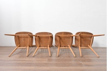 イギリスヴィンテージ　ERCOL(アーコール)　Lloyd’s Antiques(ロイズ・アンティークス)取り扱い　細身のスポークが美しいスティックバックチェア4脚セット　(R-088641)