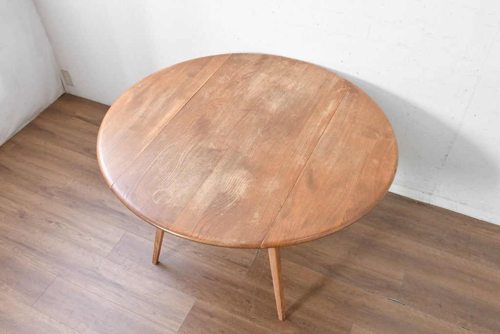 イギリスビンテージ　ERCOL(アーコール)　シンプルで扱いやすいドロップリーフテーブル　(R-088642)