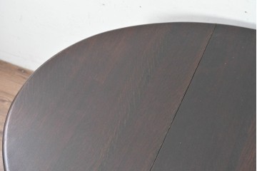 イギリスアンティーク　美品　オーク材　ツイストレッグがあしらわれた優雅なデザインのゲートレッグテーブル　(R-088644)