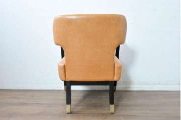 新古　展示品　特注オーダー品　フェイクレザーのアームチェア　制作費約12万円　※傷み有り　(R-088647)
