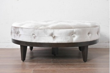 新古　展示品　超美品　特注オーダー品　直径920mm　ゆったりサイズの丸型オットマン　制作費約15万円　(R-088648)