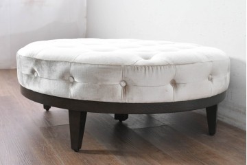新古　展示品　超美品　特注オーダー品　直径920mm　ゆったりサイズの丸型オットマン　制作費約15万円　(R-088648)