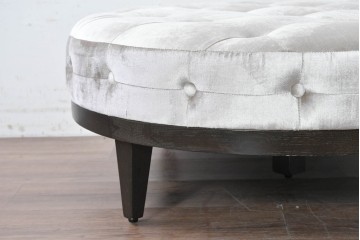 新古　展示品　超美品　特注オーダー品　直径920mm　ゆったりサイズの丸型オットマン　制作費約15万円　(R-088648)